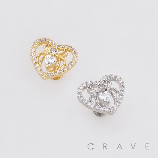 MULTI CZ HEART SPIDER PUSHIN (THREADLESS) 316L SURGICAL STEEL LABRET SET